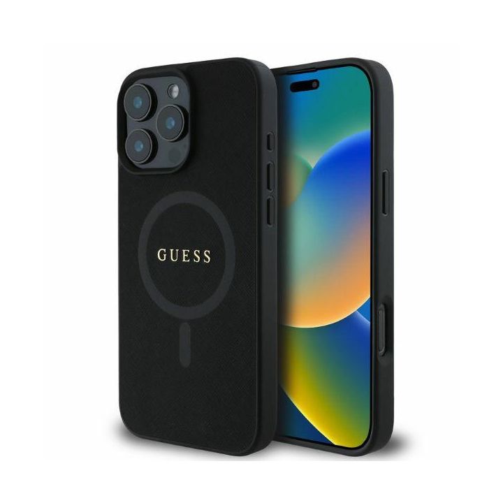 Guess GUHMP16LPSAHMCK iPhone 16 Pro 6.3" czarny/black hardcase Saffiano Classic Logo MagSafe na NearMe.pl