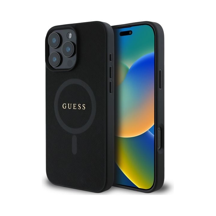 Guess GUHMP16XPSAHMCK iPhone 16 Pro Max 6.9" czarny/black hardcase Saffiano Classic Logo MagSafe na NearMe.pl