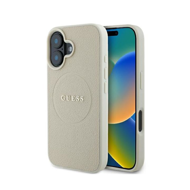 Guess GUHMP16SPGHSMME iPhone 16 beżowy/beige hardcase Grained Ring MagSafe na NearMe.pl