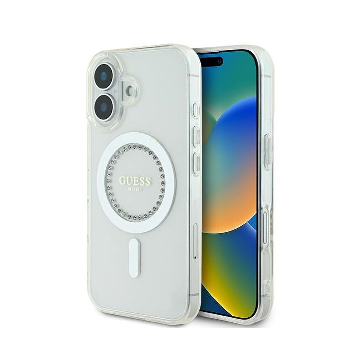 Guess GUHMP16MPFTDTEH iPhone 16 Plus 6.7" biały/white hardcase IML Rhinestones MagSafe na NearMe.pl
