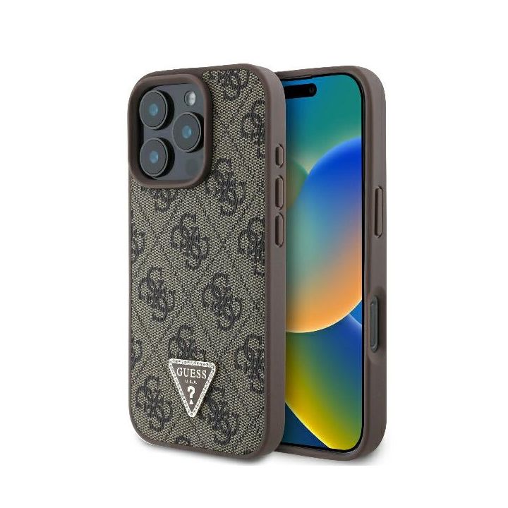 Guess GUHCP16XP4TDPW iPhone 16 Pro Max6.9" brązowy/brown hardcase Leather 4G Triangle Strass na NearMe.pl