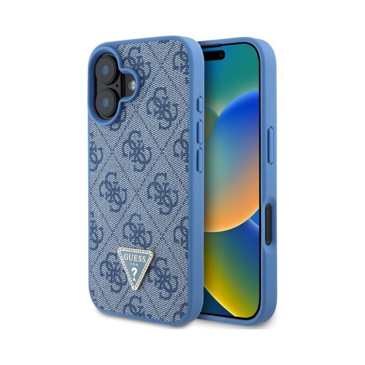 Guess GUHCP16SP4TDPB iPhone 16 6.1" niebieski/blue hardcase Leather 4G Triangle Strass na NearMe.pl