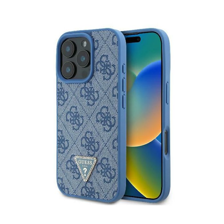 Guess GUHCP16XP4TDPB iPhone 16 Pro Max6.9" niebieski/blue hardcase Leather 4G Triangle Strass na NearMe.pl
