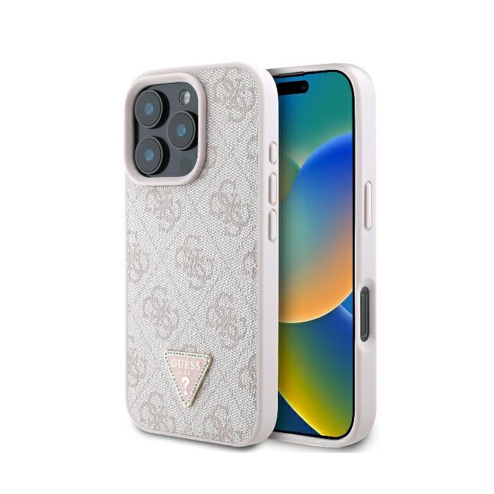 Guess GUHCP16LP4TDPP iPhone 16 Pro różowy/pink hardcase Leather 4G Triangle Strass na NearMe.pl