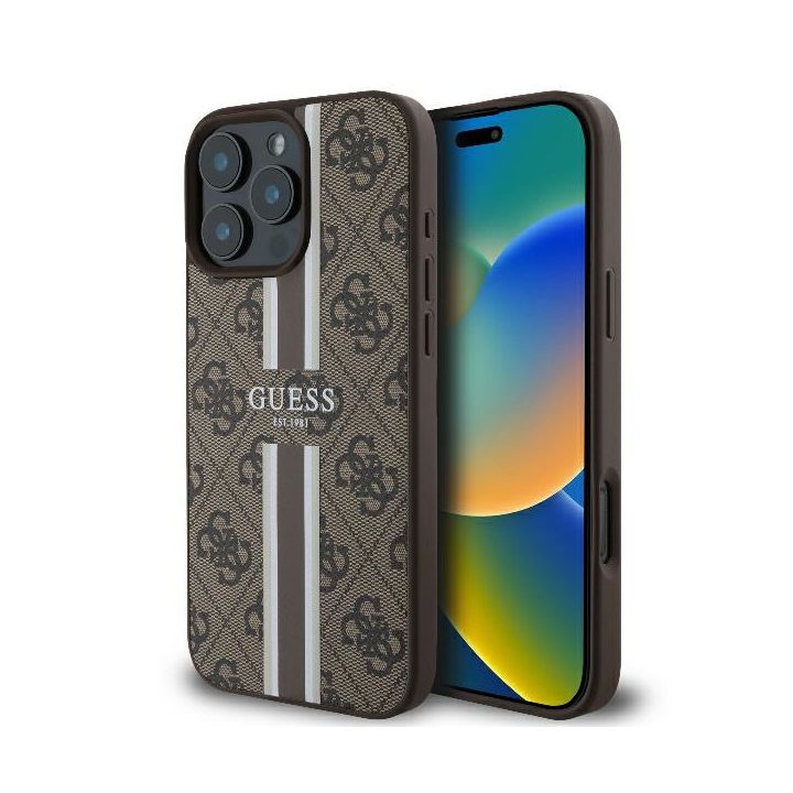 Guess GUHMP16LP4RPSW iPhone 16 Pro 6.3" brązowy/brown hardcase 4G Printed Stripes MagSafe na NearMe.pl