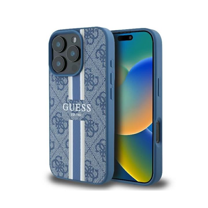 Guess GUHMP16LP4RPSB iPhone 16 Pro6.3" niebieski/blue hardcase 4G Printed Stripes MagSafe na NearMe.pl