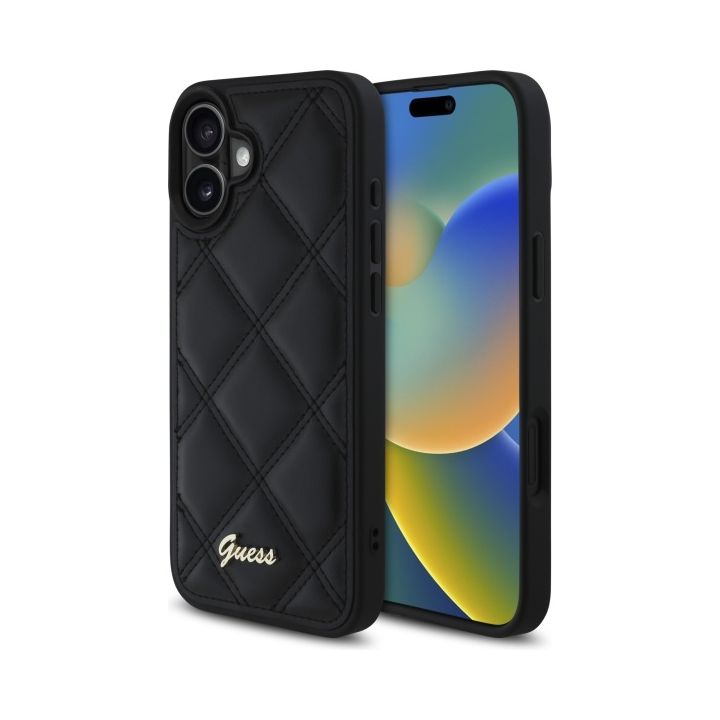 Guess GUHCP16MPSQSQSK iPhone 16 Plus 6.7" czarny/black hardcase Quilted Metal Logo na NearMe.pl