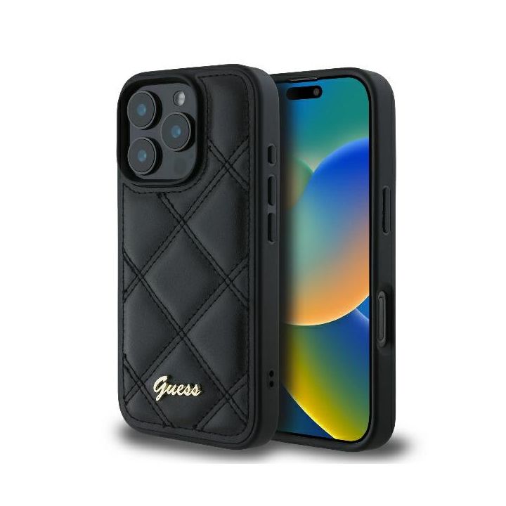 Guess GUHCP16XPSQSQSK iPhone 16 Pro Max 6.9" czarny/black hardcase Quilted Metal Logo na NearMe.pl