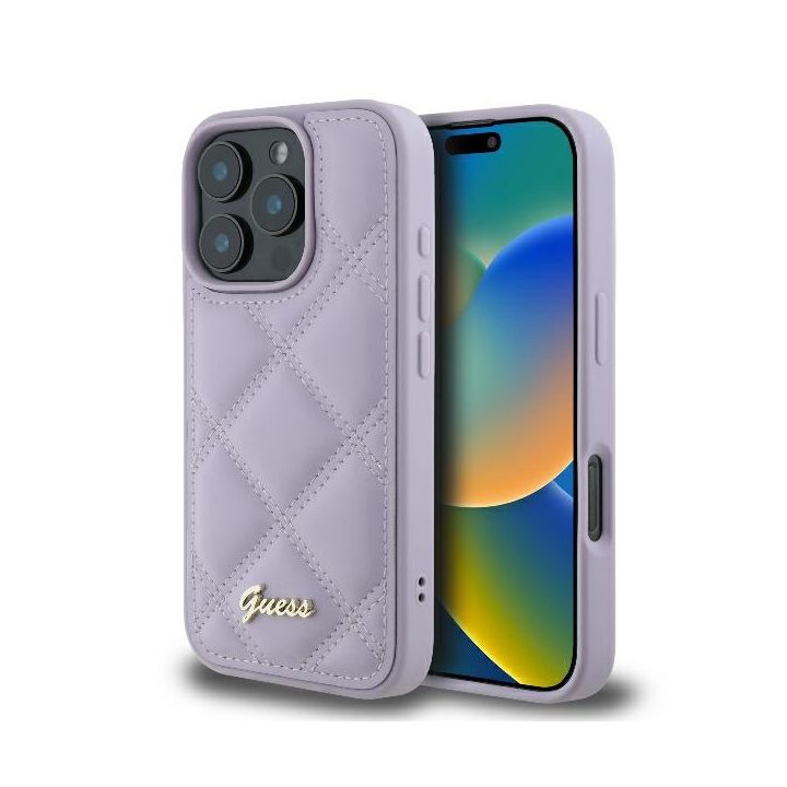 Guess GUHCP16LPSQSQSU iPhone 16 Pro jasnofioletowy/light purple hardcase Quilted Metal Logo na NearMe.pl