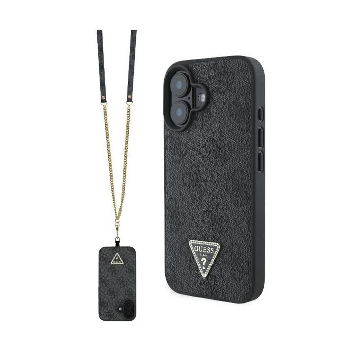 Guess GUHCP16SP4TDSCPK iPhone 16 czarny/black hardcase Leather Metal Logo Strass Crossbody na NearMe.pl