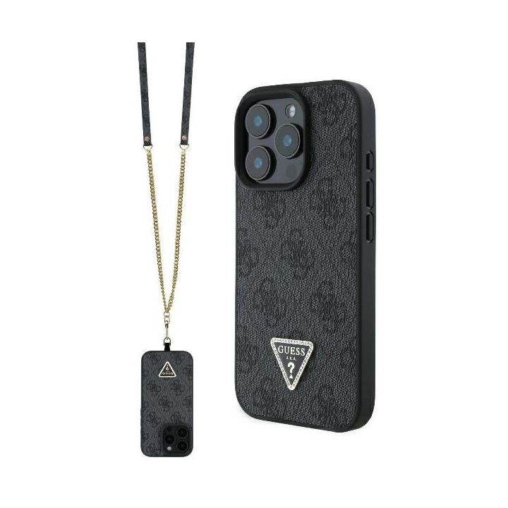 Guess GUHCP16LP4TDSCPK iPhone 16 Pro6.3" czarny/black hardcase Leather Metal Logo Strass Crossbody na NearMe.pl