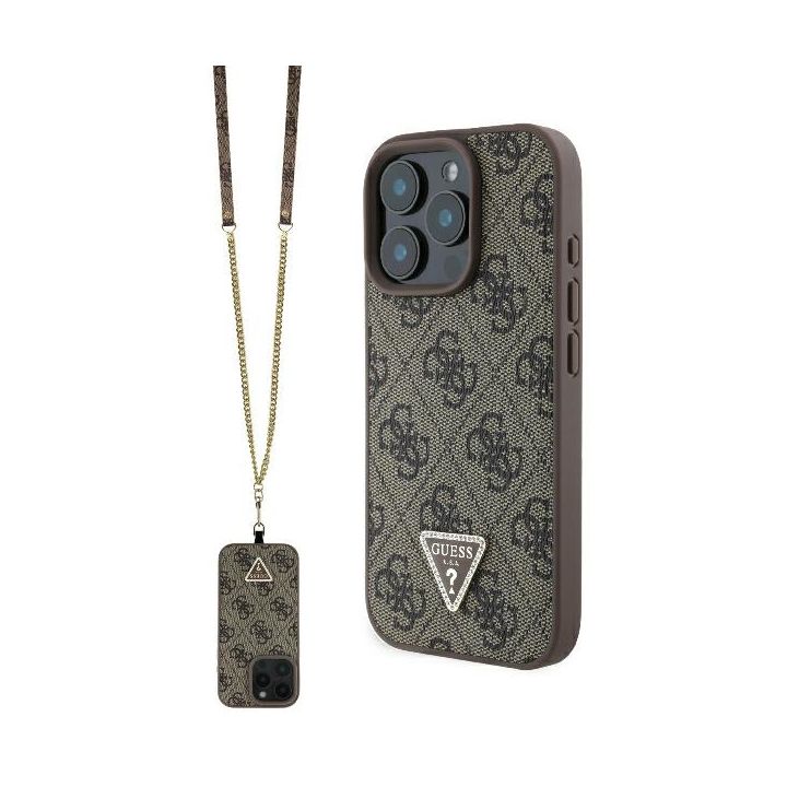 Guess GUHCP16XP4TDSCPW iPhone 16 Pro Max6.9" brązowy/brown hardcase Leather Metal Logo Strass Crossbody na NearMe.pl