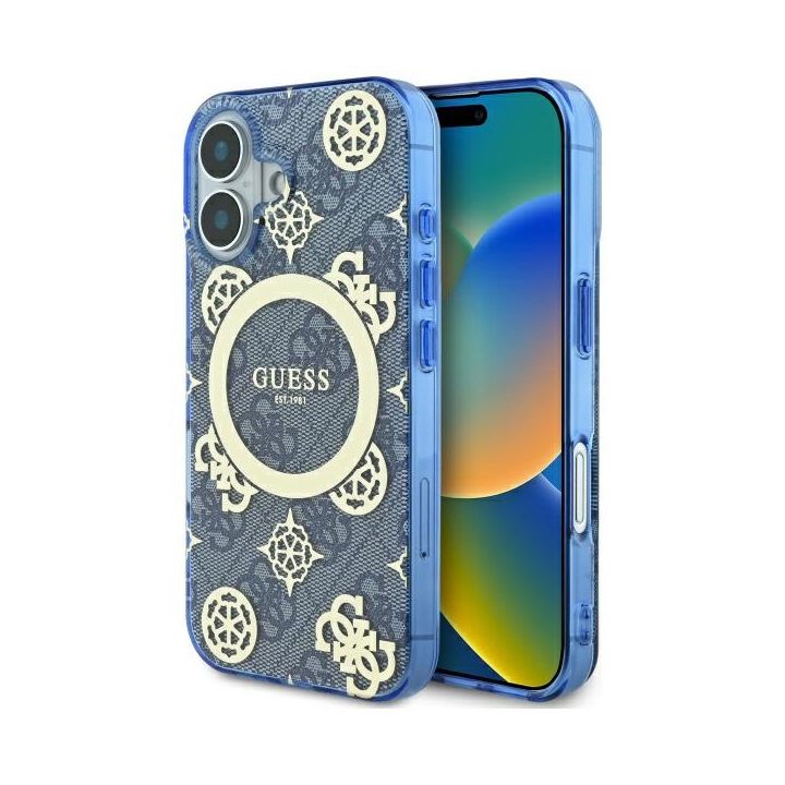 Guess GUHMP16SH4PYEEB iPhone 16 6.1" niebieski/blue hardcase IML Peony On 4G Background MagSafe na NearMe.pl