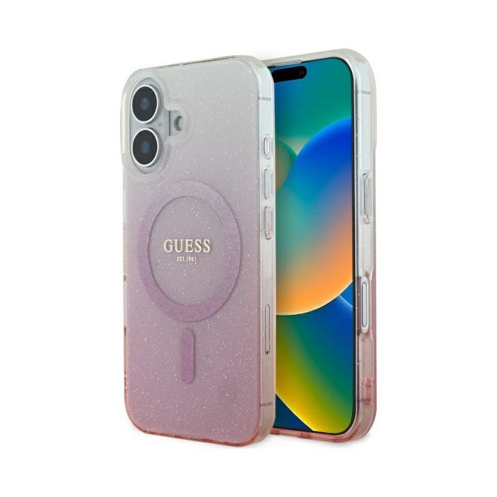 Guess GUHMP16MHGRCELP iPhone 16 Plus6.7" różowy/pink hardcase IML Glitter Gradient MagSafe na NearMe.pl