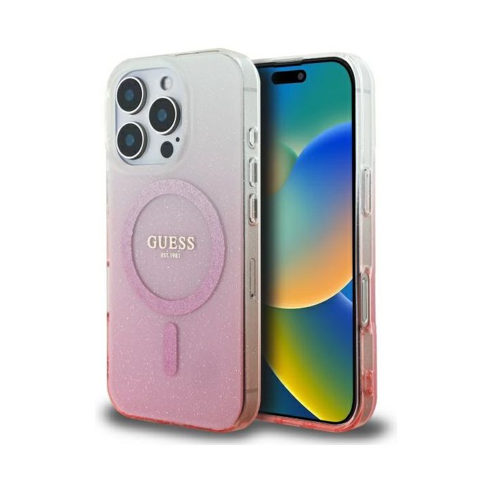 Guess GUHMP16XHGRCELP iPhone 16 Pro Max 6.9" różowy/pink hardcase IML Glitter Gradient MagSafe na NearMe.pl