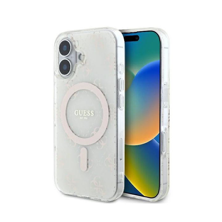 Guess GUHMP16SH4DTEH iPhone 16 6.1" biały/white hardcase IML 4G Background MagSafe na NearMe.pl