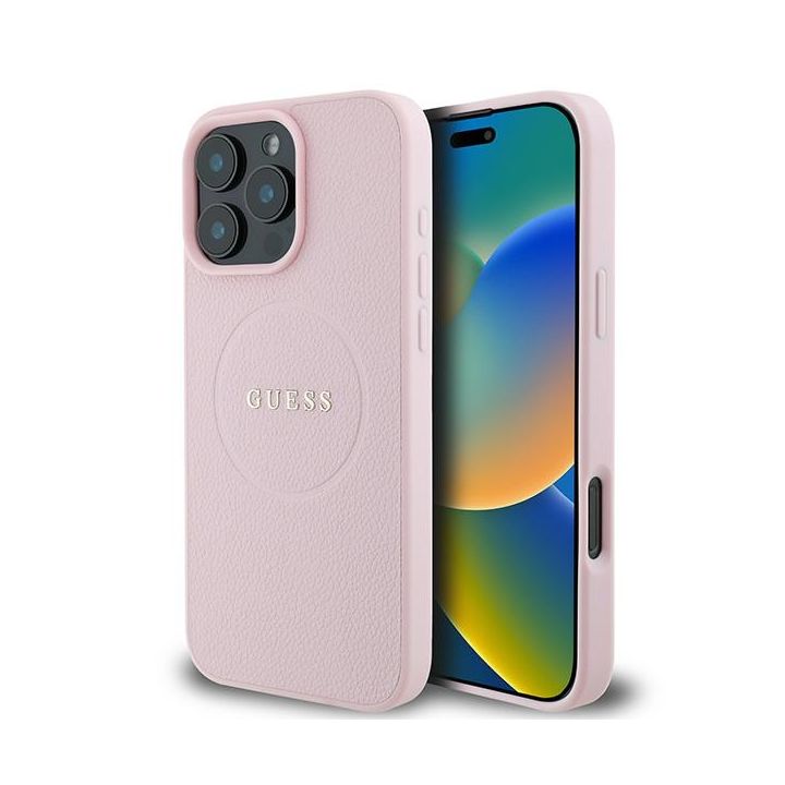Guess GUHMP16LPGHSMMP iPhone 16 Pro 6.3" różowy/pink hardcase Grained Ring MagSafe na NearMe.pl