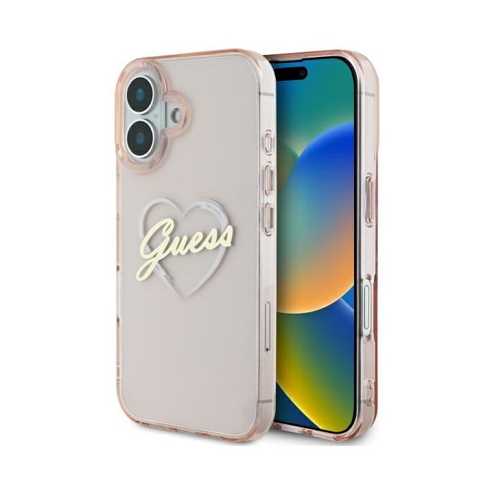 Guess GUHCP16SHCHGSPP iPhone 16 6.1" różowy/pink hardcase IML Heart na NearMe.pl