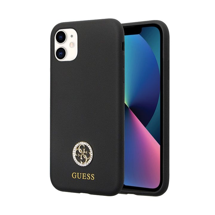 Guess GUHCN614DGPK iPhone 11 / Xr 6.1"czarny/black hardcase Silicone Logo Strass 4G na NearMe.pl