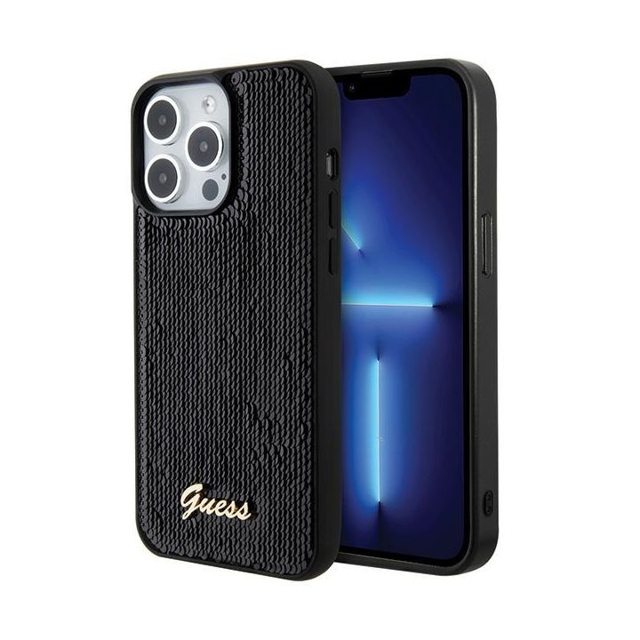 Guess GUHCP15LPSFDGSK iPhone 15 Pro 6.1" czarny/black hardcase Sequin Script Metal na NearMe.pl