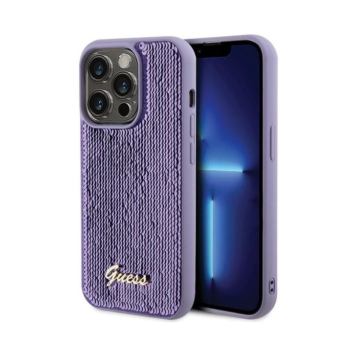 Guess GUHCP15XPSFDGSU iPhone 15 Pro Max 6.7" fioletowy/purple hardcase Sequin Script Metal na NearMe.pl