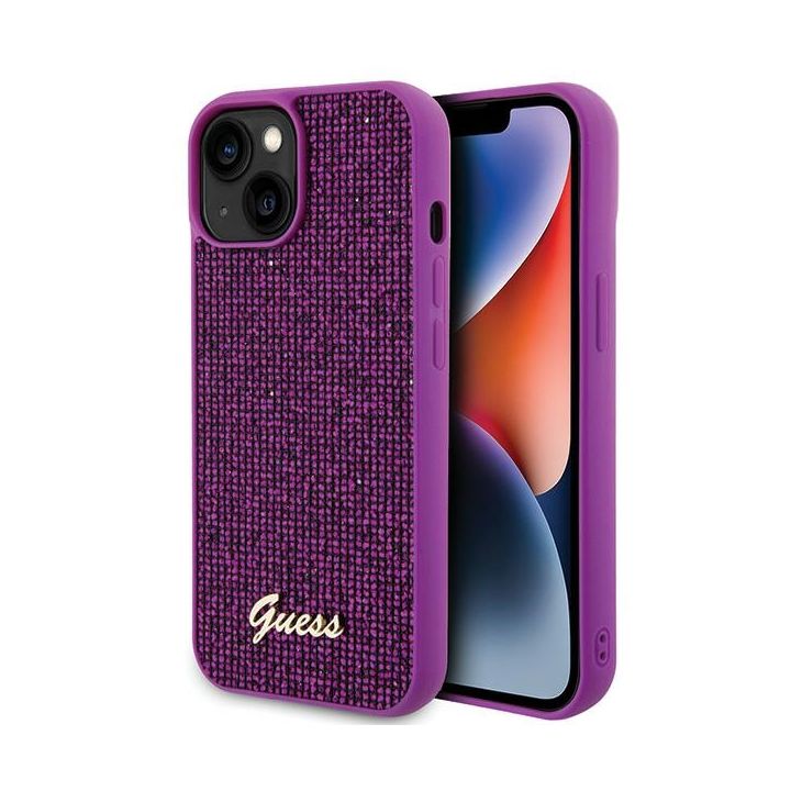 Guess GUHCP15SPMSDGSF iPhone 15 / 14 / 13 6.1" fuksja/fuschia hardcase Disco Metal Script na NearMe.pl