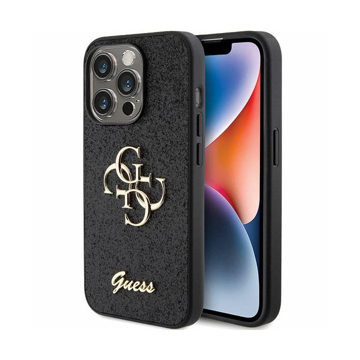 Guess GUHCP15LHG4SGK iPhone 15 Pro 6.1" czarny/black hardcase Glitter Script Big 4G na NearMe.pl