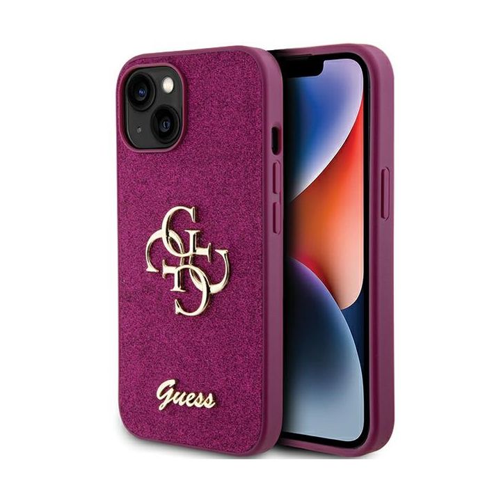 Guess GUHCP15SHG4SGU iPhone 15 / 14 / 13 6.1" fioletowy/purple hardcase Glitter Script Big 4G na NearMe.pl