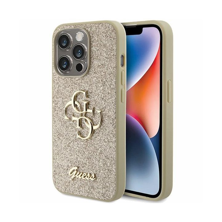 Guess GUHCP15XHG4SGD iPhone 15 Pro Max 6.7" złoty/gold hardcase Glitter Script Big 4G na NearMe.pl