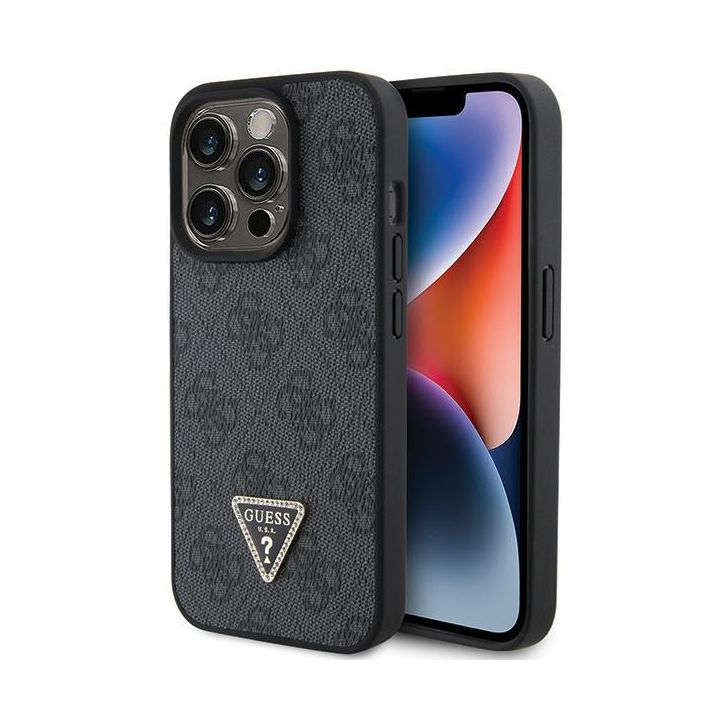 Guess GUHCP15LP4TDPK iPhone 15 Pro 6.1" czarny/black hardcase Leather 4G Diamond Triangle na NearMe.pl