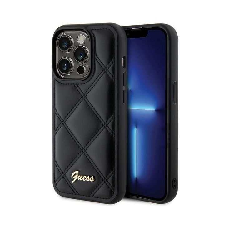 Guess GUHCP15LPSQSQSK iPhone 15 Pro 6.1" czarny/black hardcase Quilted Metal Logo na NearMe.pl