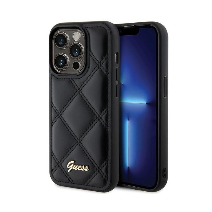 Guess GUHCP15XPSQSQSK iPhone 15 Pro Max 6.7" czarny/black hardcase Quilted Metal Logo na NearMe.pl