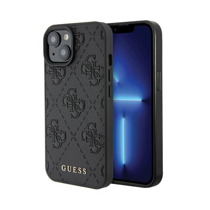Guess GUHCP15SP4EPMK iPhone 15 / 14 / 13 6.1" czarny/black hardcase Leather 4G Stamped na NearMe.pl