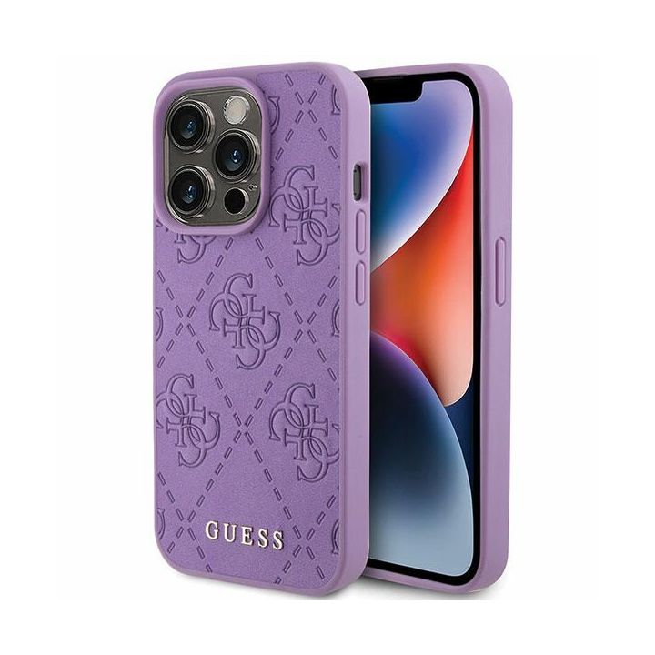 Guess GUHCP15XP4EPMU iPhone 15 Pro Max 6.7" fioletowy/light purple hardcase Leather 4G Stamped na NearMe.pl
