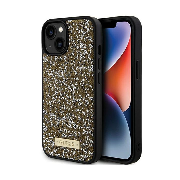 Guess GUHCP15SPFGSBSD iPhone 15 / 14 / 13 6.1" żółty/yellow hardcase Rhinestone Metal Logo na NearMe.pl
