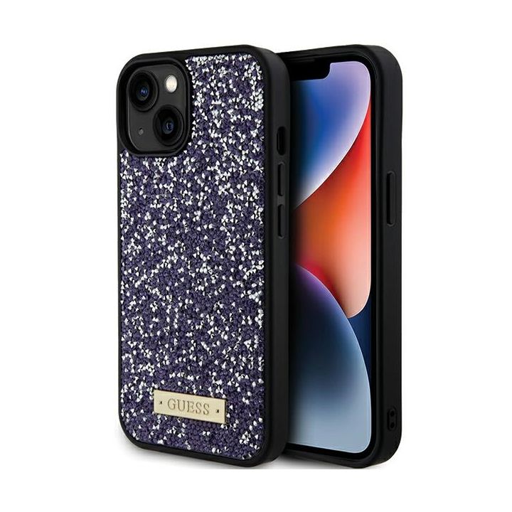 Guess GUHCP15SPFGSBSP iPhone 15 / 14 / 13 6.1" fioletowy/purple hardcase Rhinestone Metal Logo na NearMe.pl