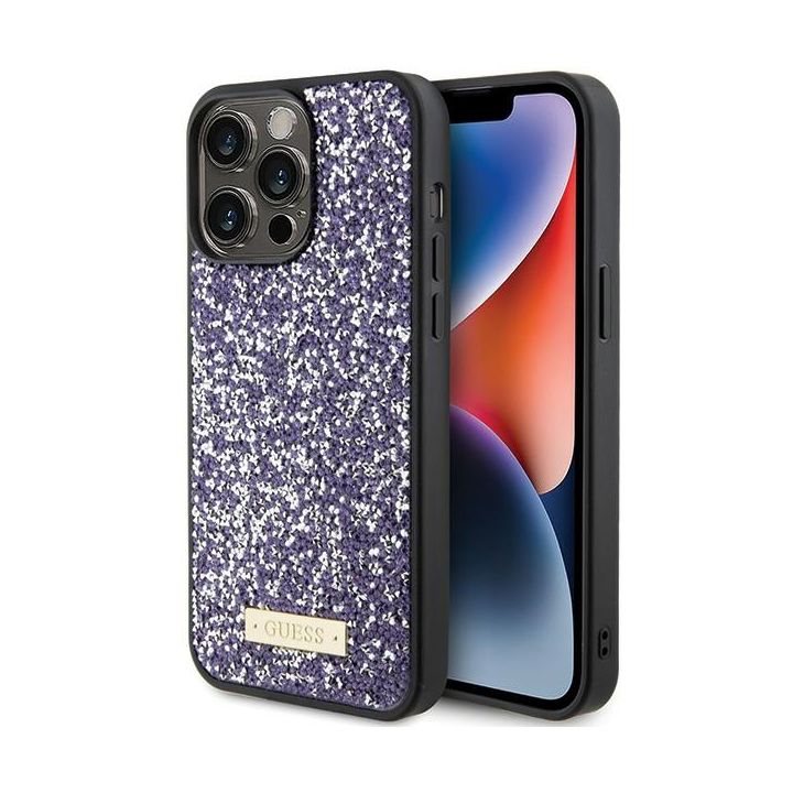 Guess GUHCP15XPFGSBSP iPhone 15 Pro Max 6.7" fioletowy/purple hardcase Rhinestone Metal Logo na NearMe.pl