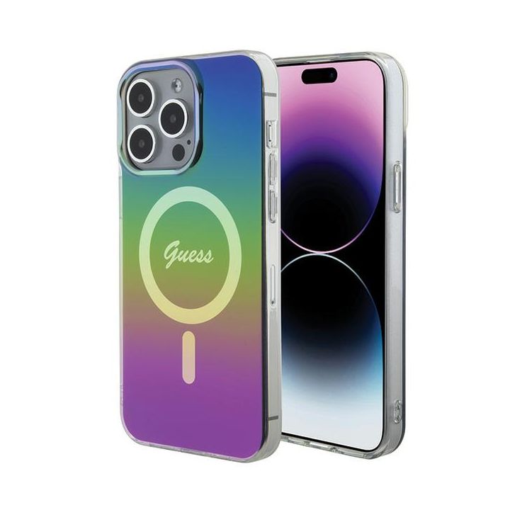 Guess GUHMP15LHITSK iPhone 15 Pro 6.1" wielokolorowy/rainbow hardcase IML Iridescent MagSafe na NearMe.pl