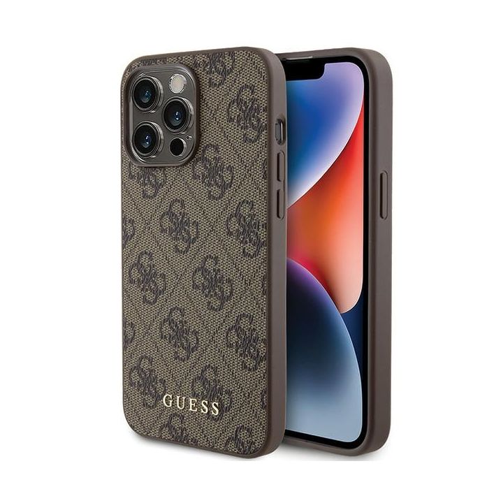 Guess GUHCP15XG4GFBR iPhone 15 Pro Max 6.7" brązowy/brown hard case 4G Metal Gold Logo na NearMe.pl