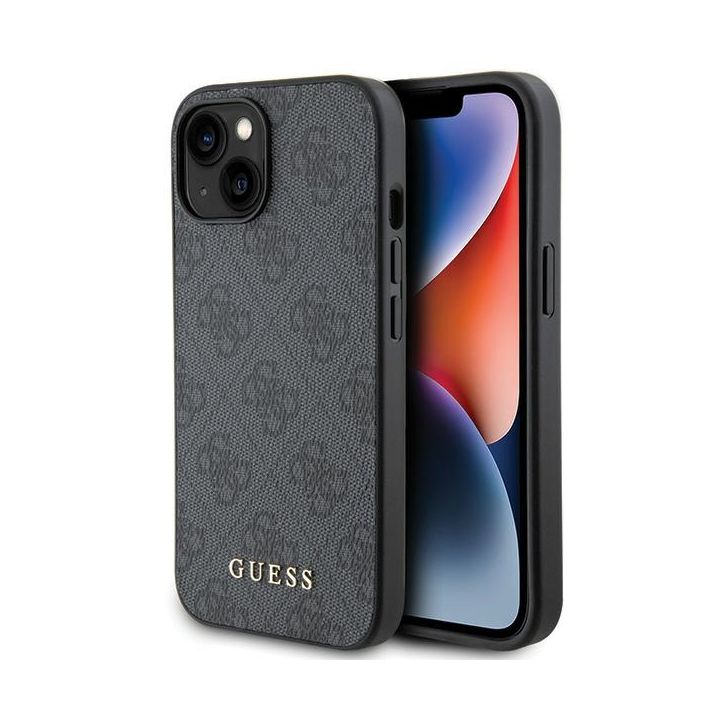 Guess GUHCP15SG4GFGR iPhone 15 / 14 / 13 6.1" szary/grey hard case 4G Metal Gold Logo na NearMe.pl