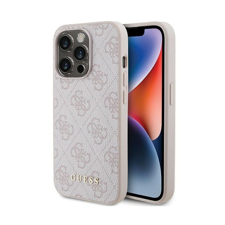 Guess GUHCP15LG4GFPI iPhone 15 Pro 6.1" różowy/pink hard case 4G Metal Gold Logo na NearMe.pl