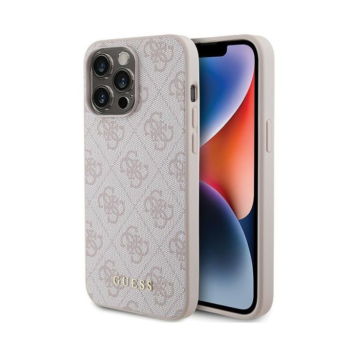 Guess GUHCP15XG4GFPI iPhone 15 Pro Max 6.7" różowy/pink hard case 4G Metal Gold Logo na NearMe.pl