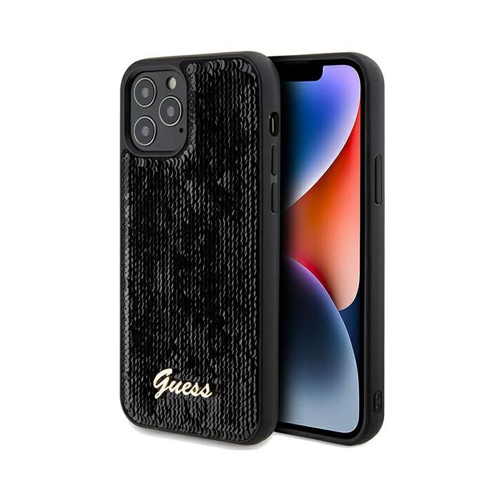 Guess GUHCP12MPSFDGSK iPhone 12/12 Pro 6.1" czarny/black hardcase Sequin Script Metal na NearMe.pl