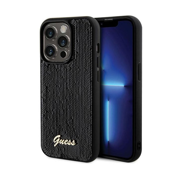 Guess GUHCP13XPSFDGSK iPhone 13 Pro Max 6.7" czarny/black hardcase Sequin Script Metal na NearMe.pl
