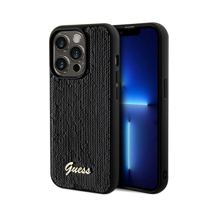 Guess GUHCP14XPSFDGSK iPhone 14 Pro Max 6.7" czarny/black hardcase Sequin Script Metal na NearMe.pl