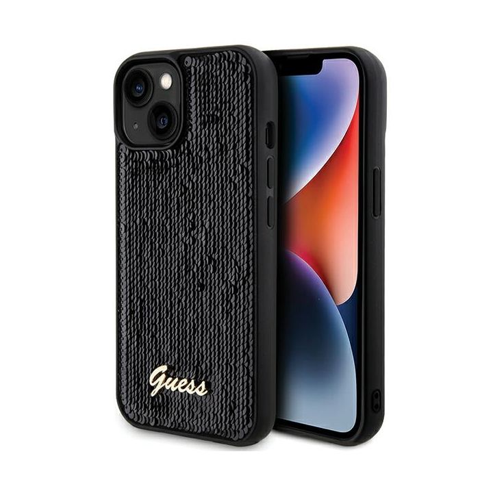 Guess GUHCP14SPSFDGSK iPhone 14 / 15 / 13 6.1" czarny/black hardcase Sequin Script Metal na NearMe.pl