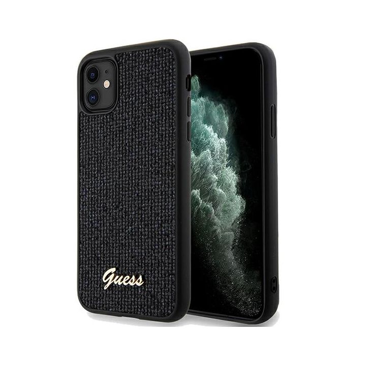 Guess GUHCN61PMSDGSK iPhone 11 / Xr 6.1" czarny/black hardcase Disco Metal Script na NearMe.pl