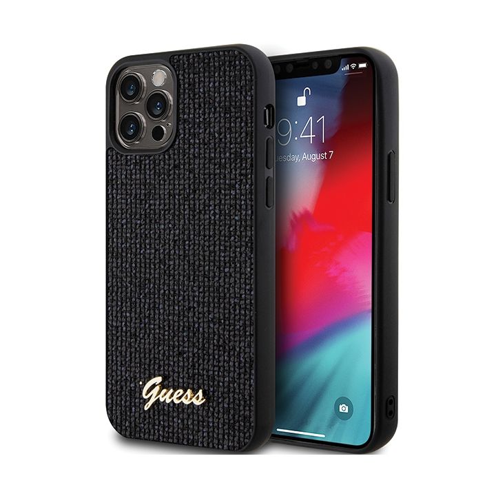 Guess GUHCP12MPMSDGSK iPhone 12/12 Pro 6.1" czarny/black hardcase Disco Metal Script na NearMe.pl
