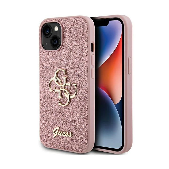 Guess GUHCP15MHG4SGP iPhone 15 Plus / 14 Plus 6.7" różowy/pink hardcase Glitter Script Big 4G na NearMe.pl