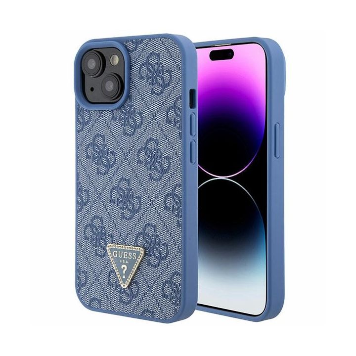 Guess GUHCP15SP4TDPB iPhone 15 / 14 / 13 6.1" niebieski/blue hardcase Leather 4G Triangle Strass na NearMe.pl